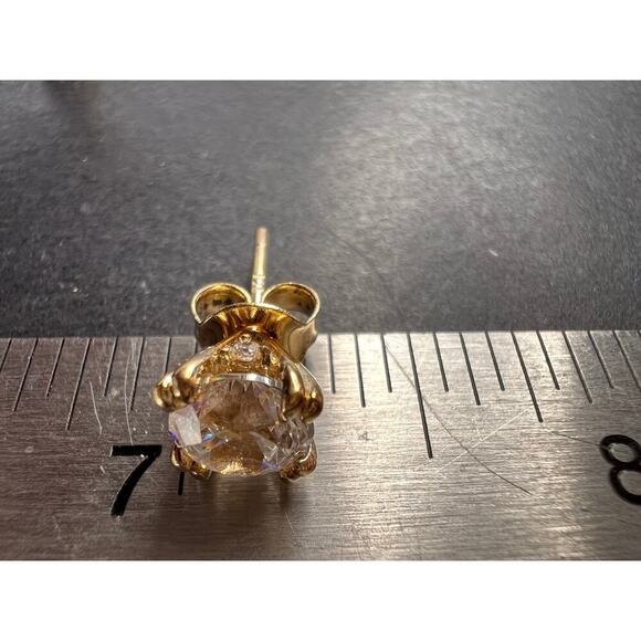 CZ stud earrings in gold over sterling silver - Picture 9 of 11